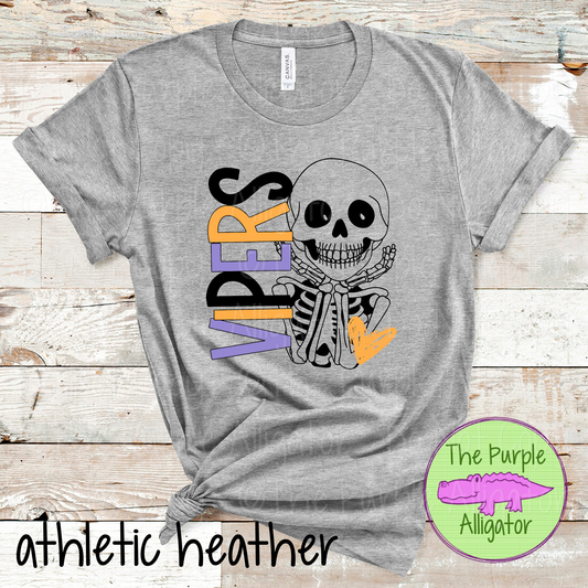 Vipers Smiley Bones - Halloween Spirit Wear Skeleton Design - Cute Spooky School Shirt - 0925 (d2f TPA)