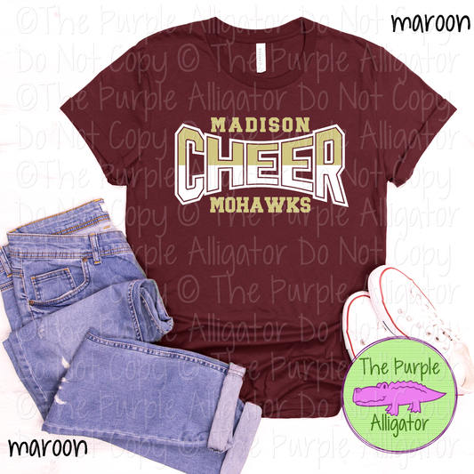 Madison Mohawks Cheer Curve SC19 Mascot School Spirit Wear Team Swag - CHOOSE YOUR DESIGN COLORS - 0625 (d2f TPA)