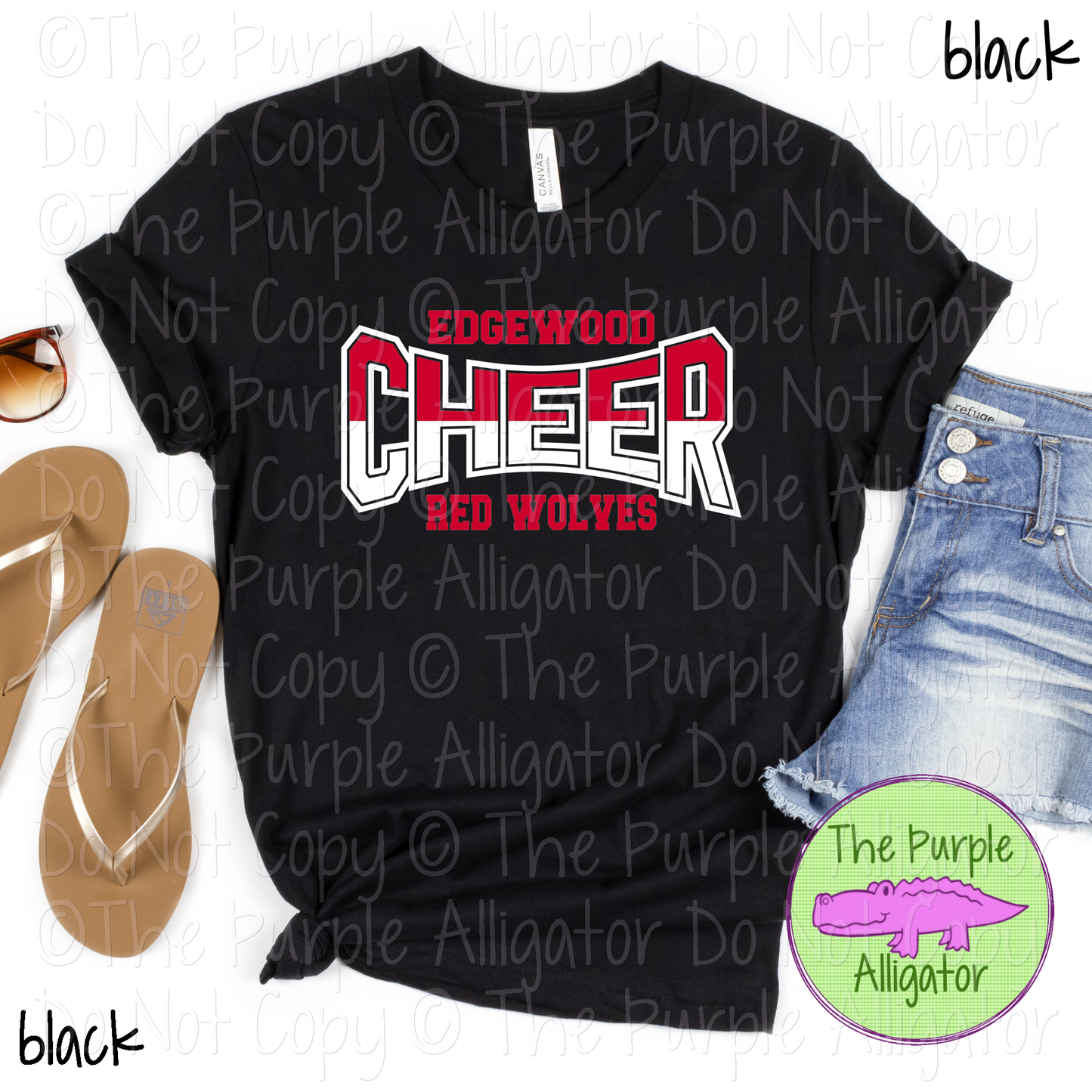 Edgewood Red Wolves Cheer Curve SC19 Mascot School Spirit Wear Team Swag - CHOOSE YOUR DESIGN COLORS - 0625 (d2f TPA)