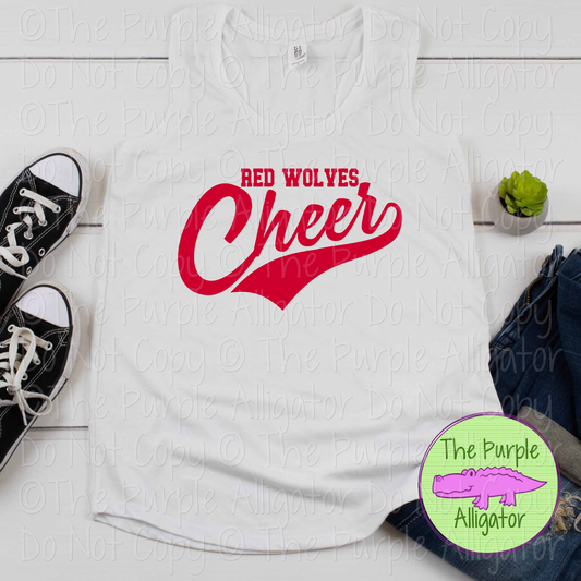 Red Wolves Cheer Swash SC27 Mascot School Spirit Team Swag - CHOOSE YOUR DESIGN COLOR - 0625 (d2f TPA)