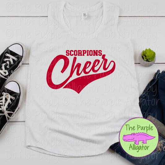 Scorpions Cheer Swash SC27 Mascot School Spirit Team Swag - CHOOSE YOUR DESIGN COLOR - 0625 (d2f TPA)