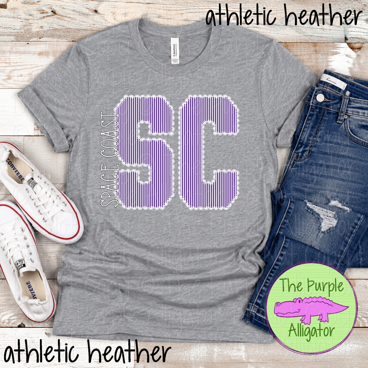 SC Space Coast Seersucker & Lace – Custom School Initial Spirit Wear with Lace Detail 1026 TPA