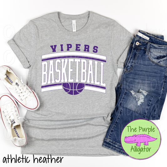 Vipers Basketball SC51 Mascot School Spirit - CHOOSE YOUR DESIGN COLORS (d2f TPA)