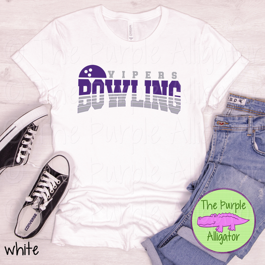 Vipers Bowling SC4 Mascot School Spirit Wear Team Swag - CHOOSE YOUR DESIGN COLORS (d2f TPA)