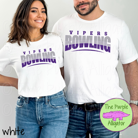 Vipers Bowling SC1 Mascot School Spirit Wear Team Swag - CHOOSE YOUR DESIGN COLORS (d2f TPA)