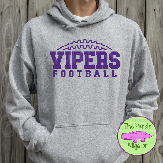 Vipers Football SC8 Mascot School Spirit - CHOOSE YOUR DESIGN COLOR (d2f TPA)