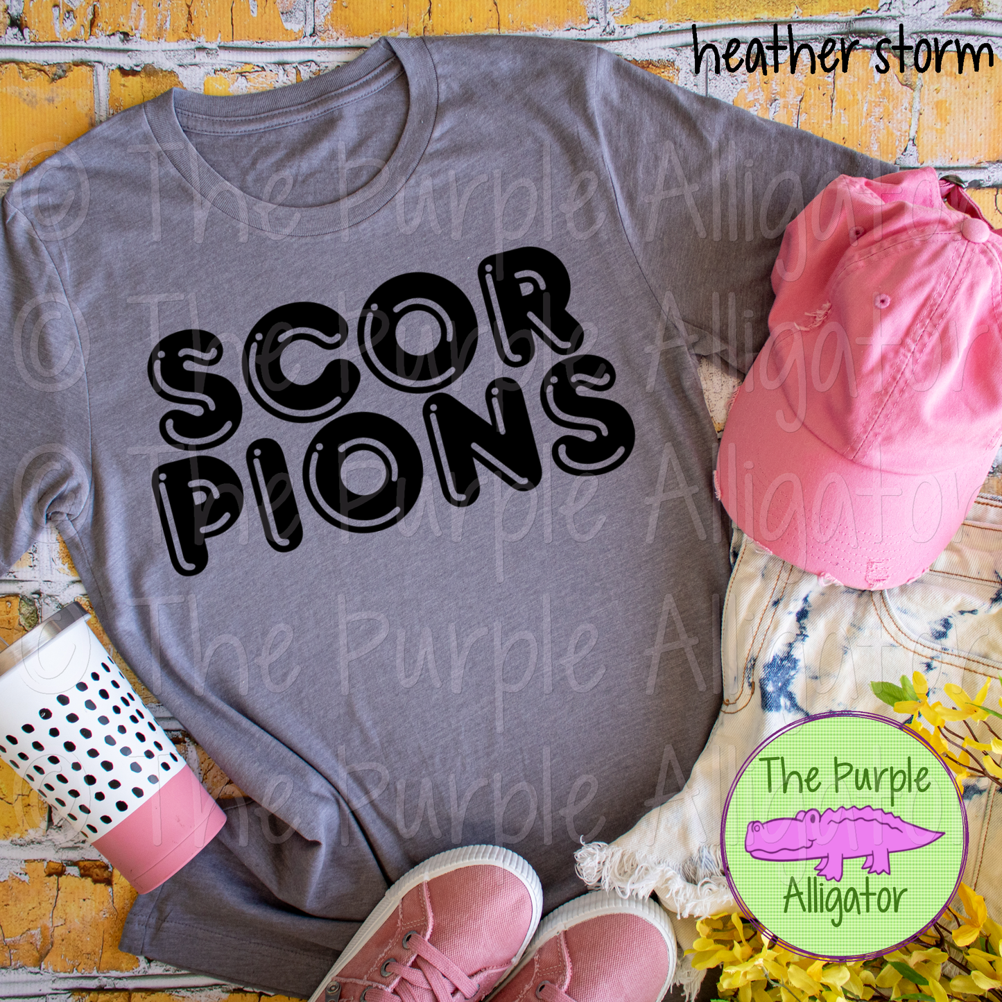 Scorpions Bubble Frft Mascot School Spirit - CHOOSE YOUR TEXT COLOR (d2f TPA)