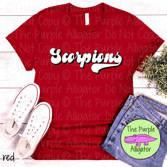 Scorpions B-Retro | Custom Retro Mascot Spirit Wear for Fans & Teams - CHOOSE YOUR DESIGN COLORS 0725 (d2f TPA)