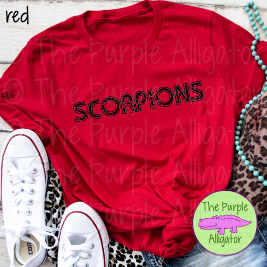 Scorpions MGIR Distressed Mascot School Spirit - CHOOSE YOUR TEXT COLOR  (d2f TPA)