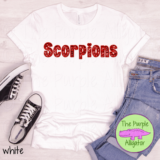 Scorpions TDR Sequins Faux Sequin Mascot School Spirit - CHOOSE YOUR SEQUIN COLOR (d2f TPA)