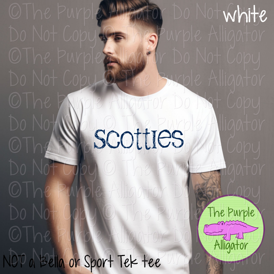 Scotties Distorted | Bold Brush Stroke Spirit Wear Design – Rough Distorted Mascot Style | CHOOSE YOUR TEXT COLOR - 0825 (d2f TPA)