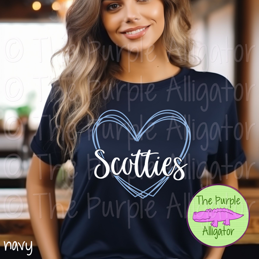 Scotties Heart Frame Mascot School Spirit - CHOOSE YOUR DESIGN COLORS (d2f TPA)