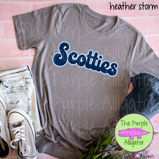 Scotties Retro Bubble | 70s Style Script Spirit Wear Design - CHOOSE YOUR DESIGN COLORS (d2f TPA)