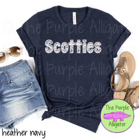 Scotties TDR Sequins Faux Sequin Mascot School Spirit - CHOOSE YOUR SEQUIN COLOR (d2f TPA)