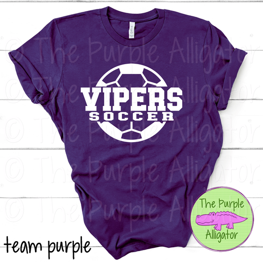 Vipers Soccer SC9 Mascot School Spirit - CHOOSE YOUR DESIGN COLOR (d2f TPA)
