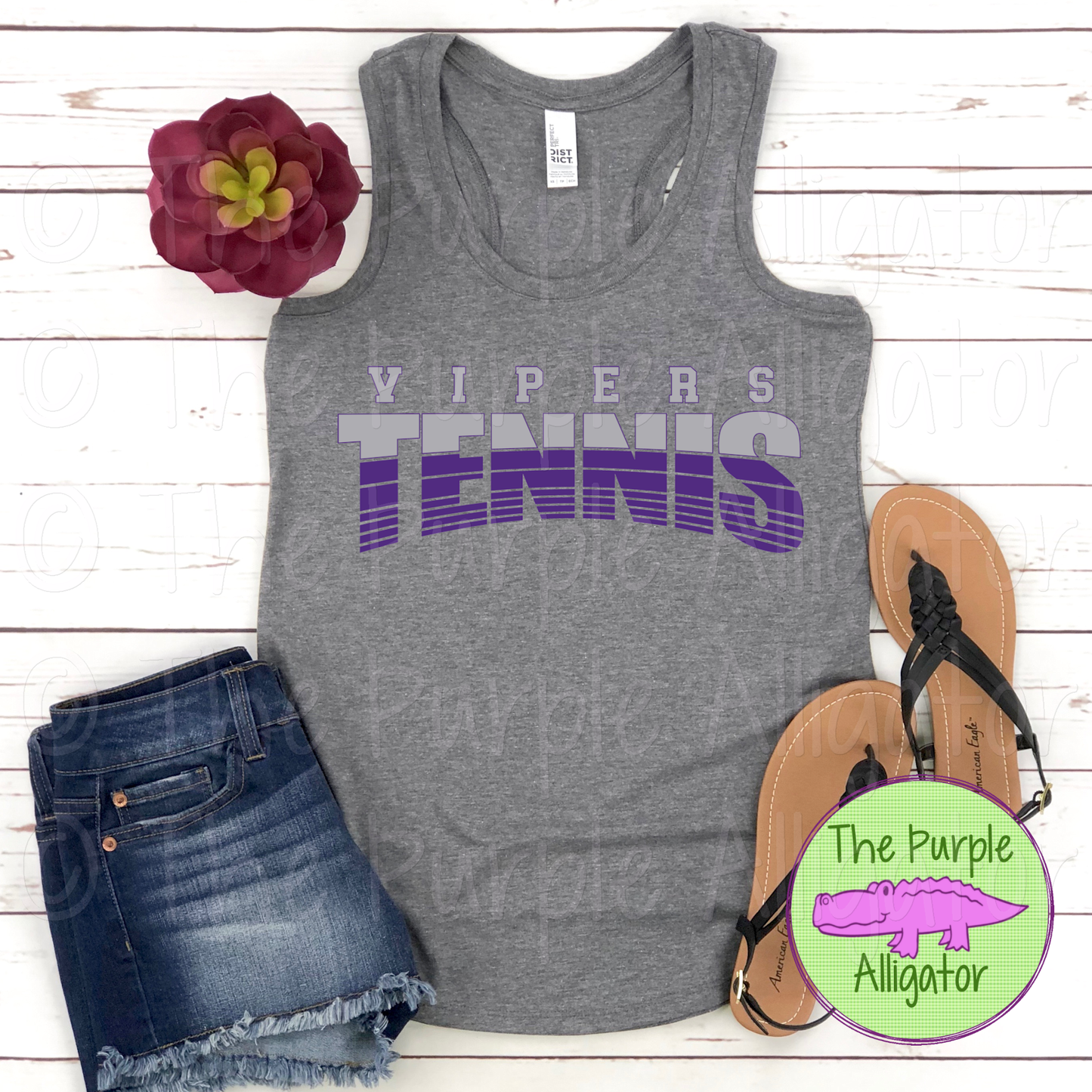 Vipers Tennis SC4 Mascot School Spirit - CHOOSE YOUR DESIGN COLORS (d2f TPA)