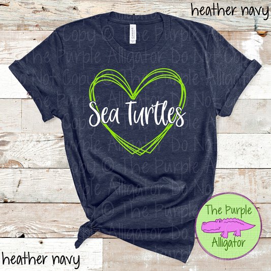 Sea Turtles Heart Frame | Custom Two-Color School & Mascot Spirit Wear 1026 TPA