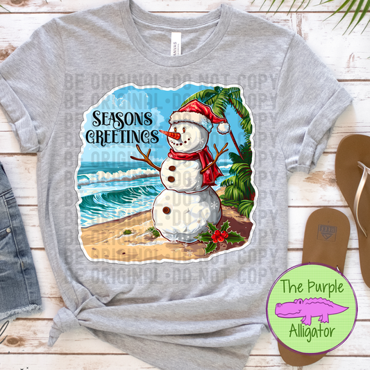 Seasons Greetings Beach Snowman (d2f DD)