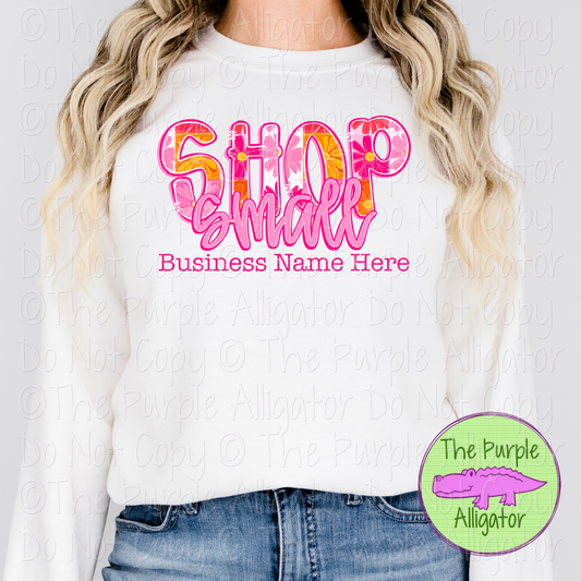Shop Small Patchwork Bright Floral - Personalize with Your Business Name - 0325 (d2f SWD)