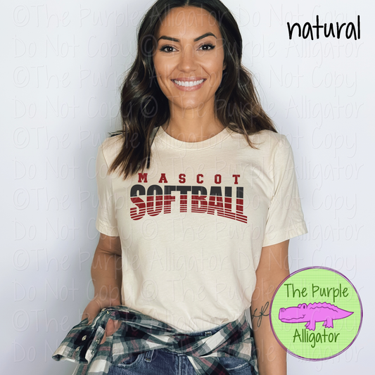 YOUR MASCOT Softball 20 Shirt - Vintage Arch Sports Typography Tee 0226 TPA