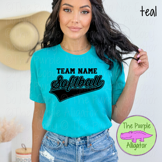 YOUR MASCOT Softball 38 | Retro Script Softball Spirit Wear | Game Day Fan Tee 0126 TPA