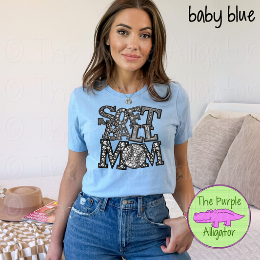 Softball Mom Faux Rhinestone (d2f TED)