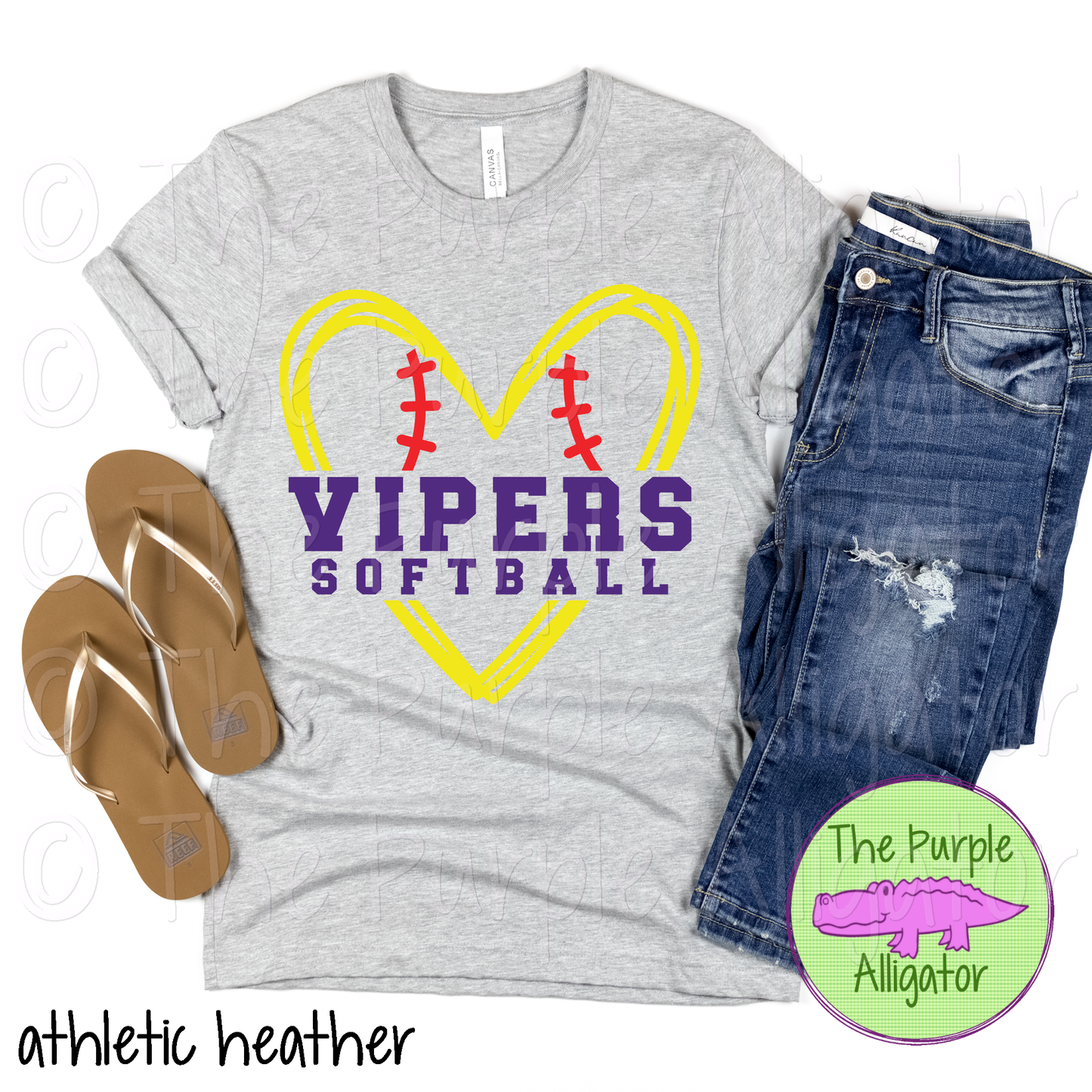 Vipers Softball 26 Yellow Heart Stitch Mascot Softball Shirt 0724 TPA