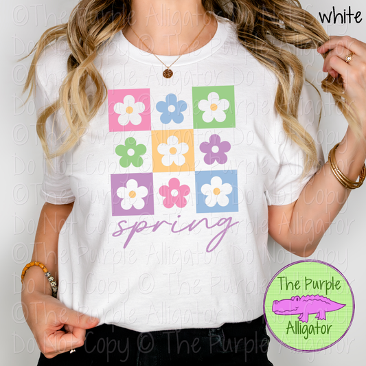 Spring Word Checkerboard Boho Flowers - CHOOSE YOUR DESIGN COLOR - 0225 (d2f MD)