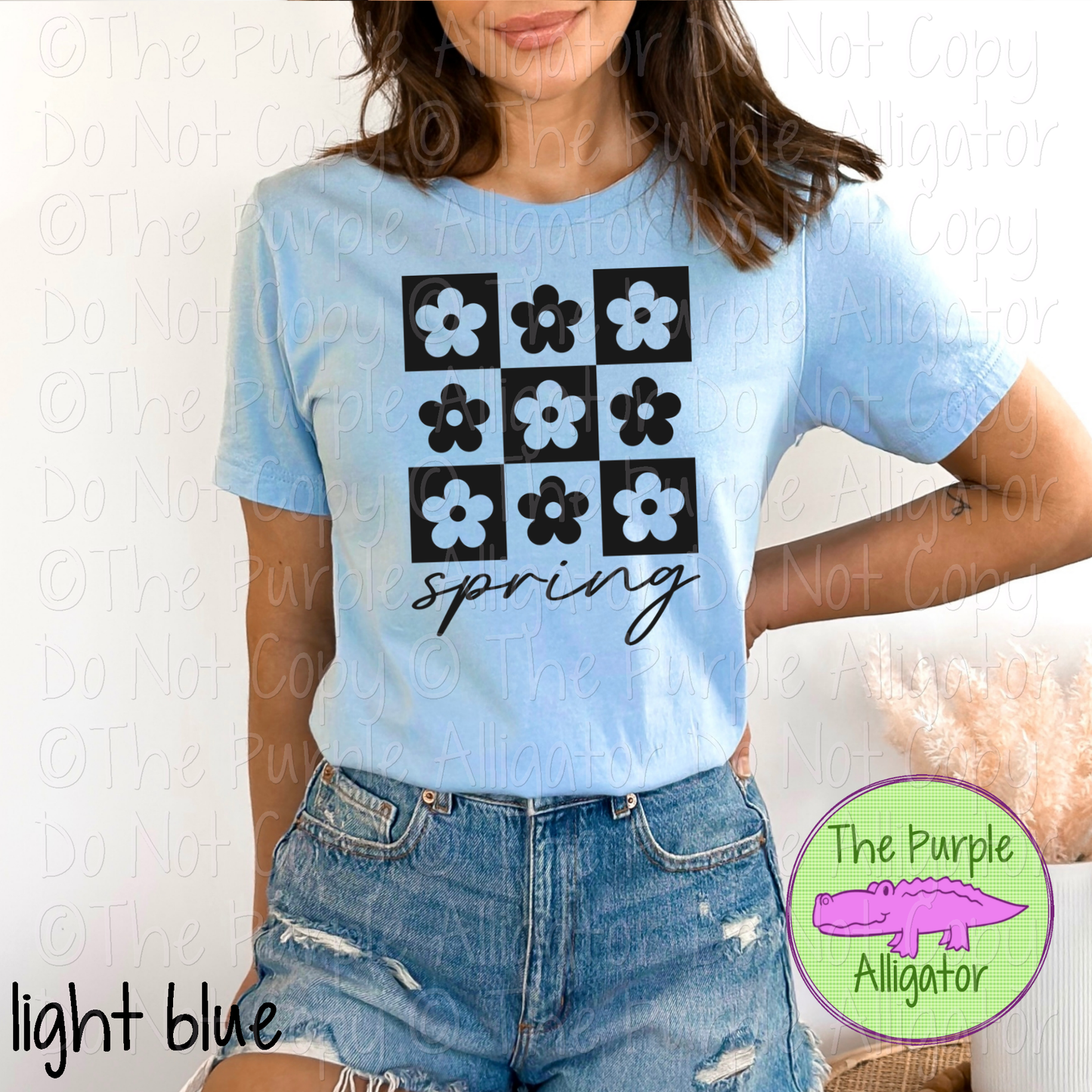 Spring Word Checkerboard Boho Flowers - CHOOSE YOUR DESIGN COLOR - 0225 (d2f MD)