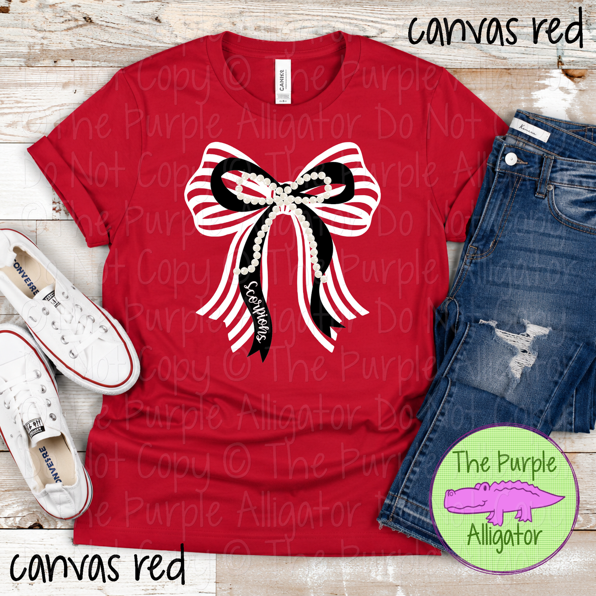Scorpions Stripes & Pearls – Custom Two-Color Mascot Bow Spirit Wear 1026 TPA