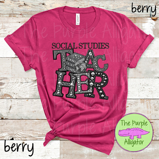 Social Studies Teacher Faux Rhinestones (d2f TED)