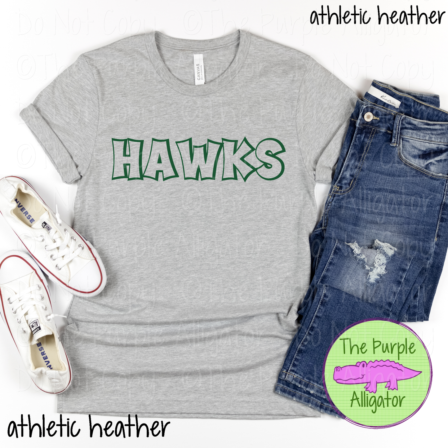 Hawks Streetline Trace – The Outline Series Mascot School Spirit Shirt Comic Style Game Day Apparel Custom Color 1025 TPA