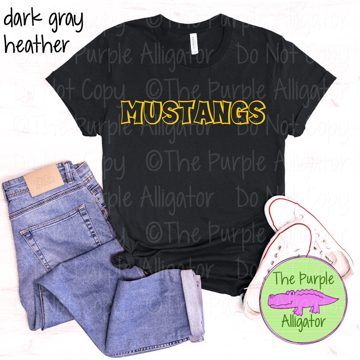 Mustangs Streetline Trace – The Outline Series | Comic Style Spirit Design - CHOOSE YOUR TEXT COLOR - 1025 (d2f TPA)