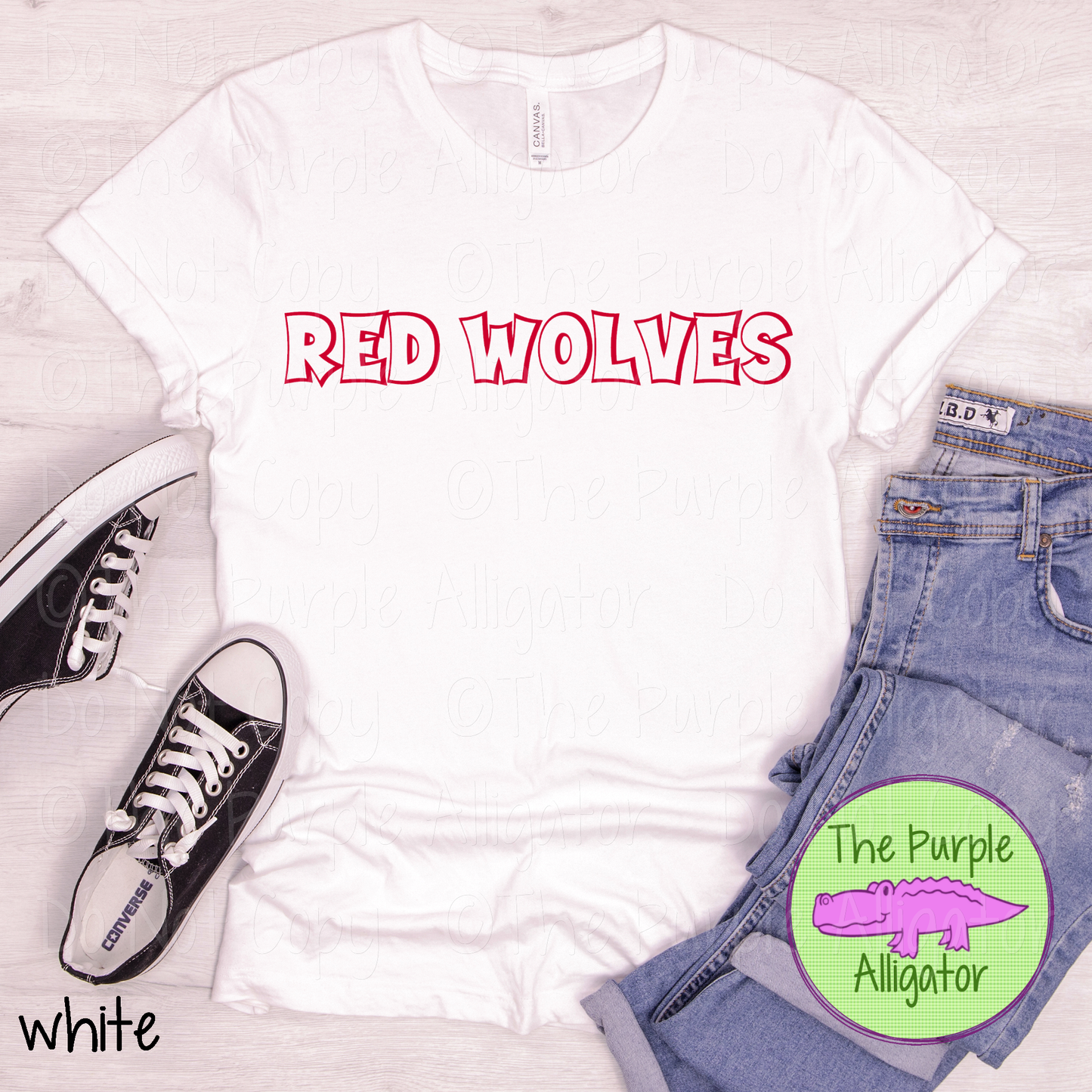 Red Wolves Streetline Trace – The Outline Series | Comic Style Spirit Design - CHOOSE YOUR TEXT COLOR - 1025 (d2f TPA)