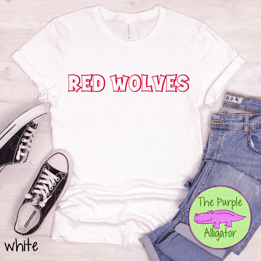 Red Wolves Streetline Trace – The Outline Series | Comic Style Spirit Design - CHOOSE YOUR TEXT COLOR - 1025 (d2f TPA)