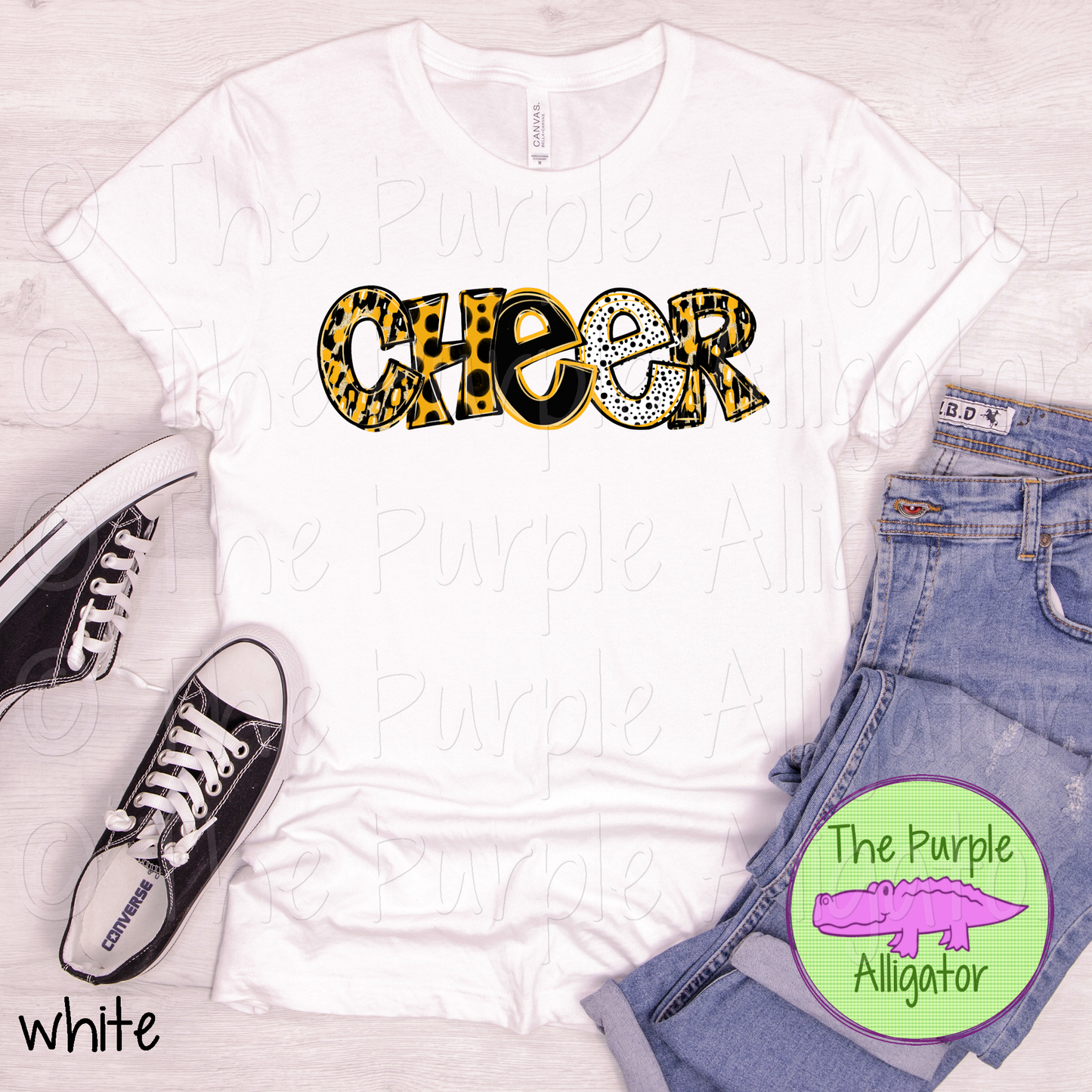 Cheer Black & Yellow Gold Spirit Alpha School Spirit (d2f TPA)