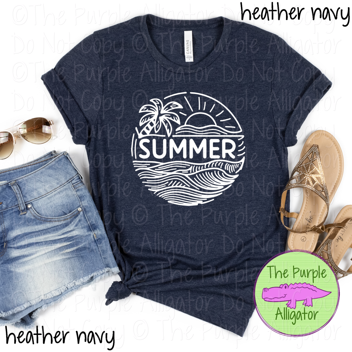 Summer Circle Beach Sunset Palm Tree Graphic Apparel 0524 YDS