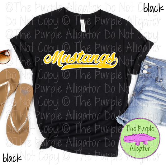 Mustangs Swash Mascot Spirit School Spirit Wear Team Swag - CHOOSE YOUR DESIGN COLORS - 0625 (d2f TPA)