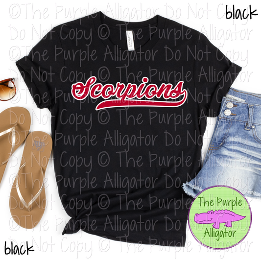 Scorpions Swash Mascot Spirit School Spirit Wear Team Swag - CHOOSE YOUR DESIGN COLORS - 0625 (d2f TPA)
