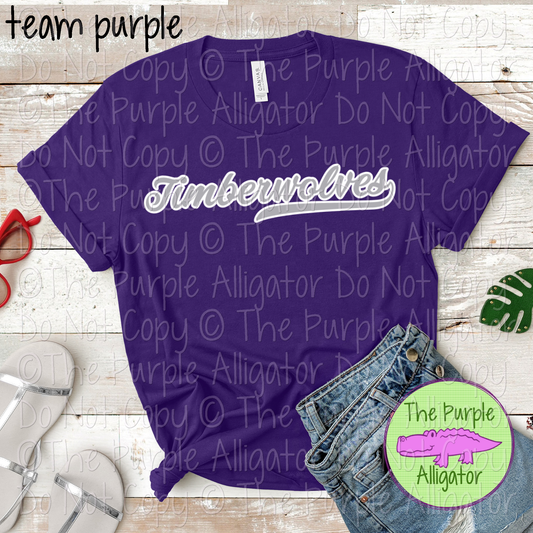 Timberwolves Swash Mascot Spirit School Spirit Wear Team Swag - CHOOSE YOUR DESIGN COLORS - 0625 (d2f TPA)