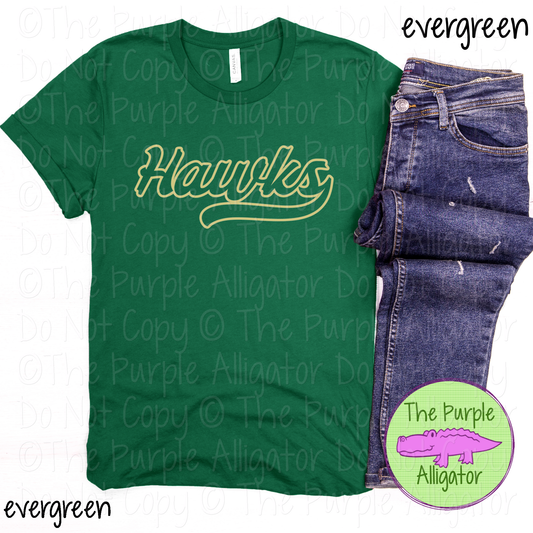 Hawks Swingline Hollow – The Outline Series | Retro Outlined Script Design - CHOOSE YOUR DESIGN COLOR - 1125 (d2f TPA)