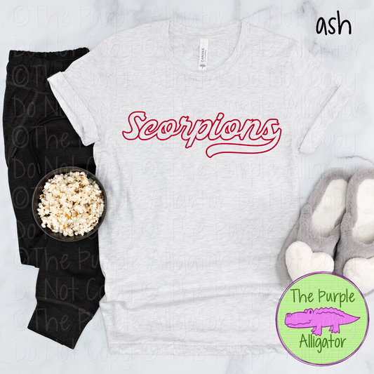 Scorpions Swingline Hollow – The Outline Series | Retro Outlined Script Design - CHOOSE YOUR DESIGN COLOR - 1125 (d2f TPA)