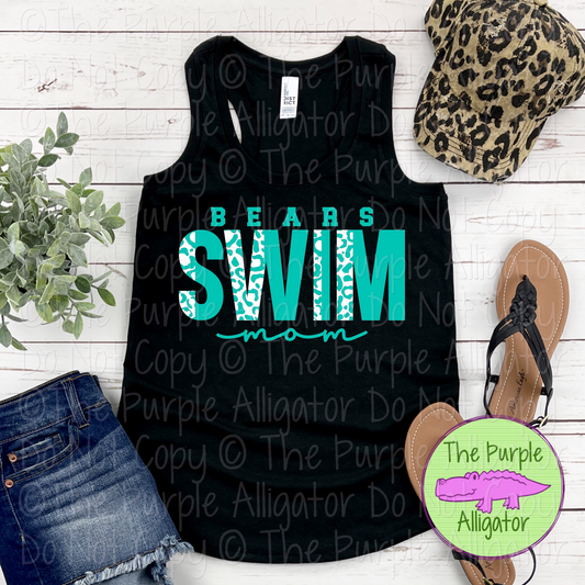 Bears Swim Mom SC7 Mascot School Spirit Wear Team Gear - CHOOSE YOUR DESIGN COLORS - 0525 (d2f TPA)