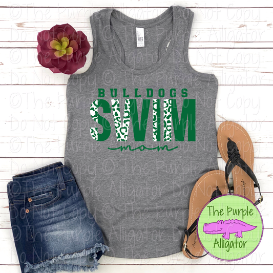 Bulldogs Swim Mom SC7 Mascot School Spirit Wear Team Gear - CHOOSE YOUR DESIGN COLORS - 0525 (d2f TPA)