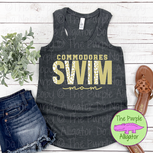 Commodores Swim Mom SC7 Mascot School Spirit Wear Team Gear - CHOOSE YOUR DESIGN COLORS - 0525 (d2f TPA)