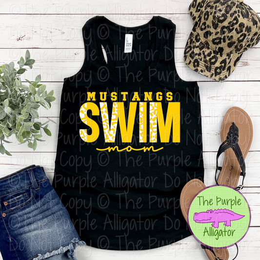 Mustangs Swim Mom SC7 Mascot School Spirit Wear Team Gear - CHOOSE YOUR DESIGN COLORS - 0525 (d2f TPA)