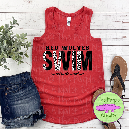 Red Wolves Swim Mom SC7 Mascot School Spirit Wear Team Gear - CHOOSE YOUR DESIGN COLORS - 0525 (d2f TPA)