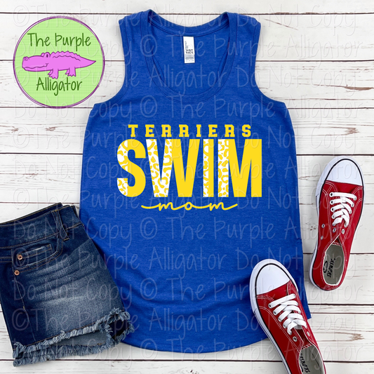 Terriers Swim Mom SC7 Mascot School Spirit Wear Team Gear - CHOOSE YOUR DESIGN COLORS - 0525 (d2f TPA)