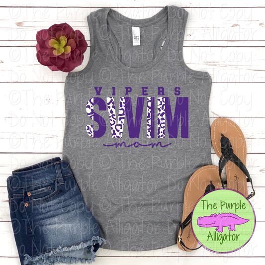Vipers Swim Mom SC7 Mascot School Spirit Wear Team Gear - CHOOSE YOUR DESIGN COLORS - 0525 (d2f TPA)