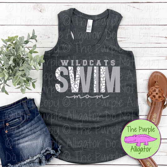 Wildcats Swim Mom SC7 Mascot School Spirit Wear Team Gear - CHOOSE YOUR DESIGN COLORS - 0525 (d2f TPA)